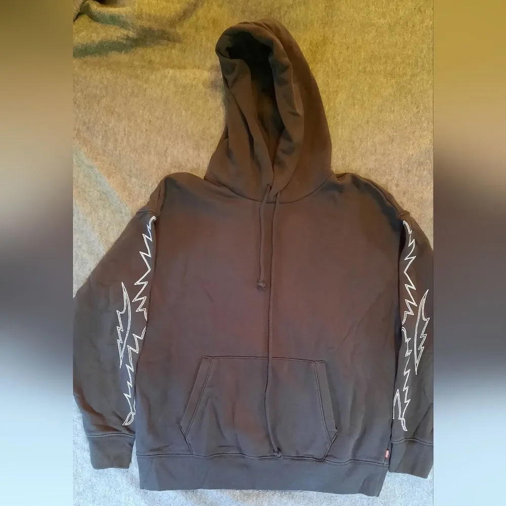 Levi's Mens Hoodie Medium Black Lightening Design Casual Classic Comfort